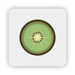 kiwi icon on button, kiwi Flat Illustration, Vector kiwi