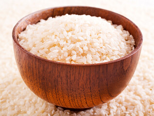 Raw food white rice in the bowl