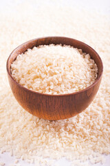 Raw food white rice in the bowl
