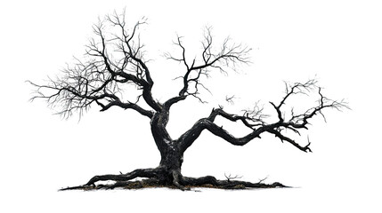 tree without leaves on white transparent background