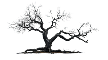tree without leaves on white transparent background