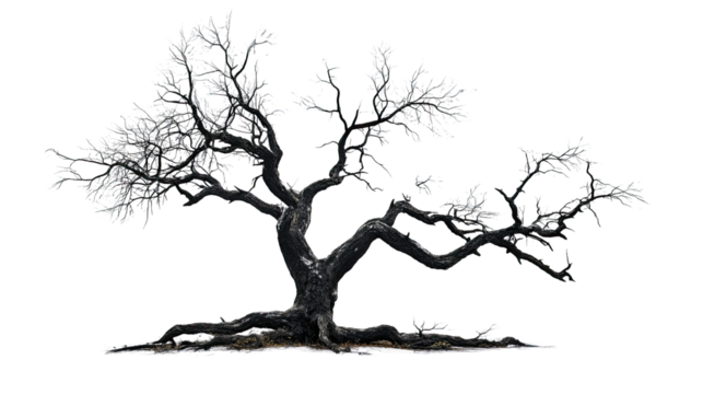 tree without leaves on white transparent background