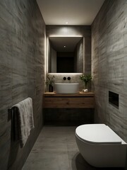 Ultra-compact bathroom with distinct wet and dry zones and minimalist design.