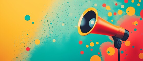 Megaphone in a vibrant color, Public communication