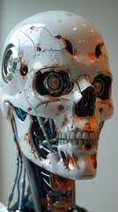 Fototapeta premium Futuristic Robot Skull: A Digital Artwork