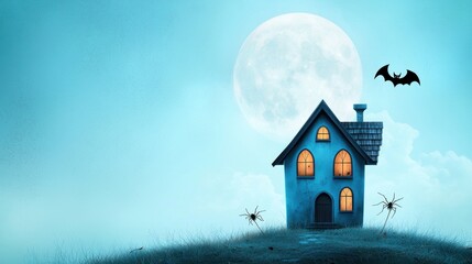 Spooky Halloween House Under Full Moon