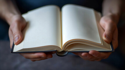 Person holding an old, weathered book with both hands near a window
