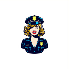 pinup girl illustration of police woman smiling 