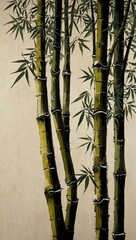 Vertical bamboo painting.
