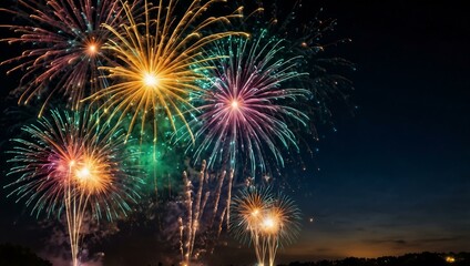 Vibrant fireworks display lighting up the night sky.