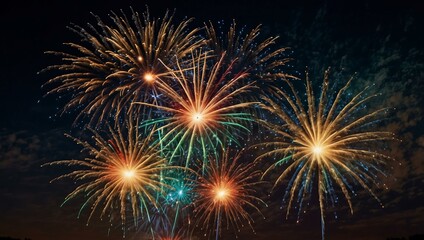 Vibrant fireworks display lighting up the night sky.