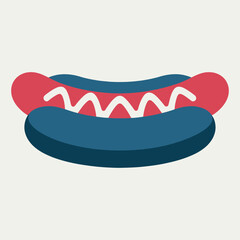 Vector Illustration of Classic American Fast Food Hot Dog