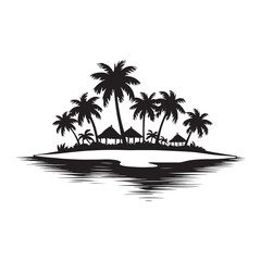 Island vector silhouette design illustration