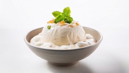 Korean Food, Patbingsu on white background isolated.