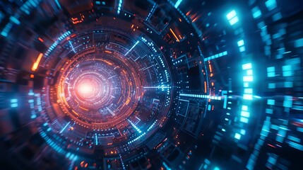 Obraz premium Portal technology for virtual Future cyberpunk digital element display in space