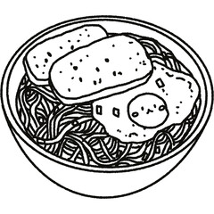 Cute food illustration clipart black and white line