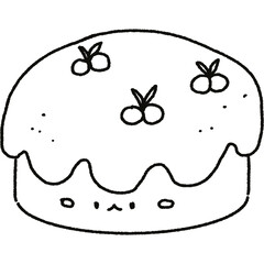 Cute food illustration clipart black and white line