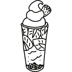 Cute food illustration clipart black and white line