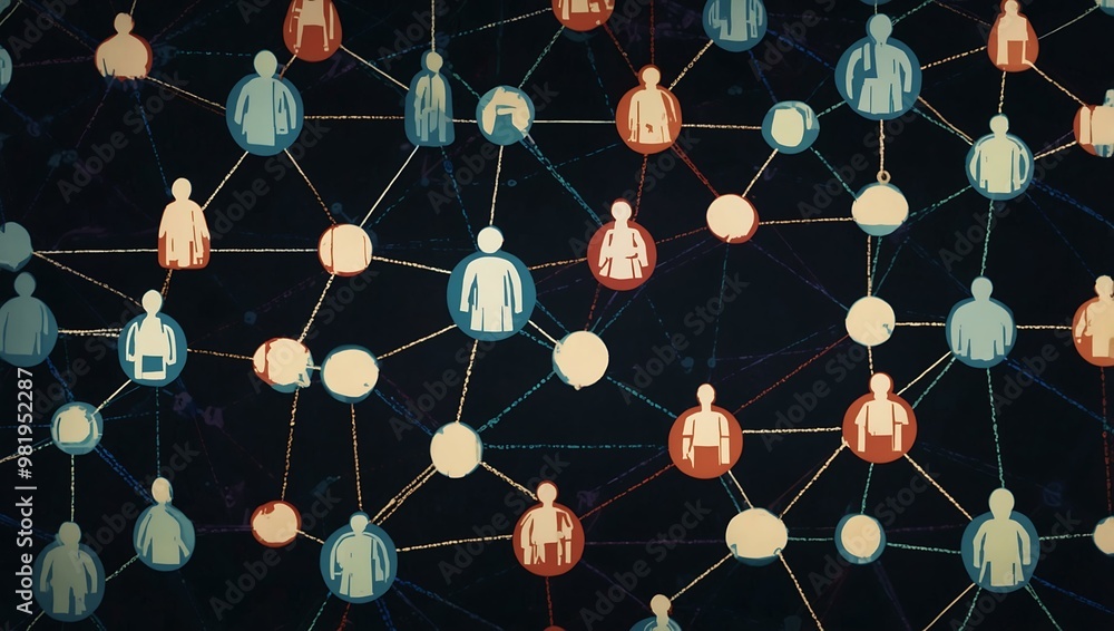 Poster web of negotiation connections symbolizing networking.