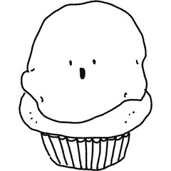 Cute food illustration clipart black and white line