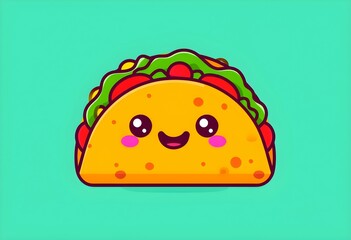 happy taco on blue background