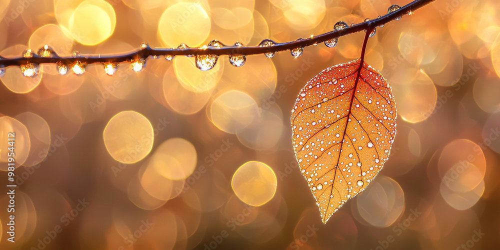 Canvas Prints A close up of an autumn leaf hanging from a branch, generative AI