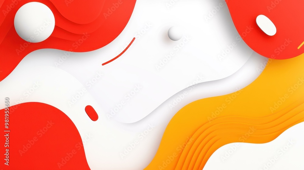 Poster Bright, bold abstract banner featuring fun textures in red, white, and yellow, perfect for modern designs and visuals.