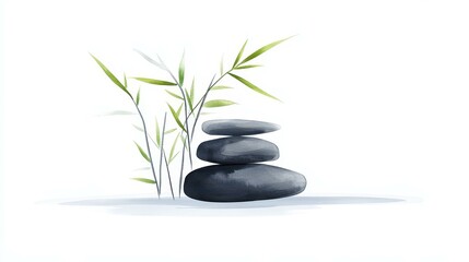 Discover tranquility with this minimalistic bamboo design, blending simplicity and calming cartoonlike charm.