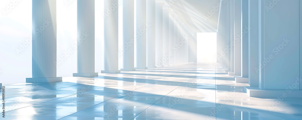 Poster airy minimalistic background with tilted columns