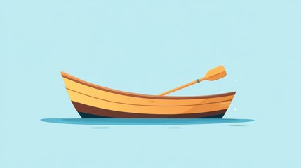 Fototapeta premium Explore the charm of this sleek flat design featuring a textured brown wooden rowing boat, perfect for any art lover.