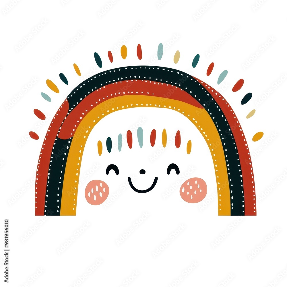 Canvas Prints A vibrant rainbow vector image that radiates joy, ideal for childrens book illustrations against a crisp white canvas.