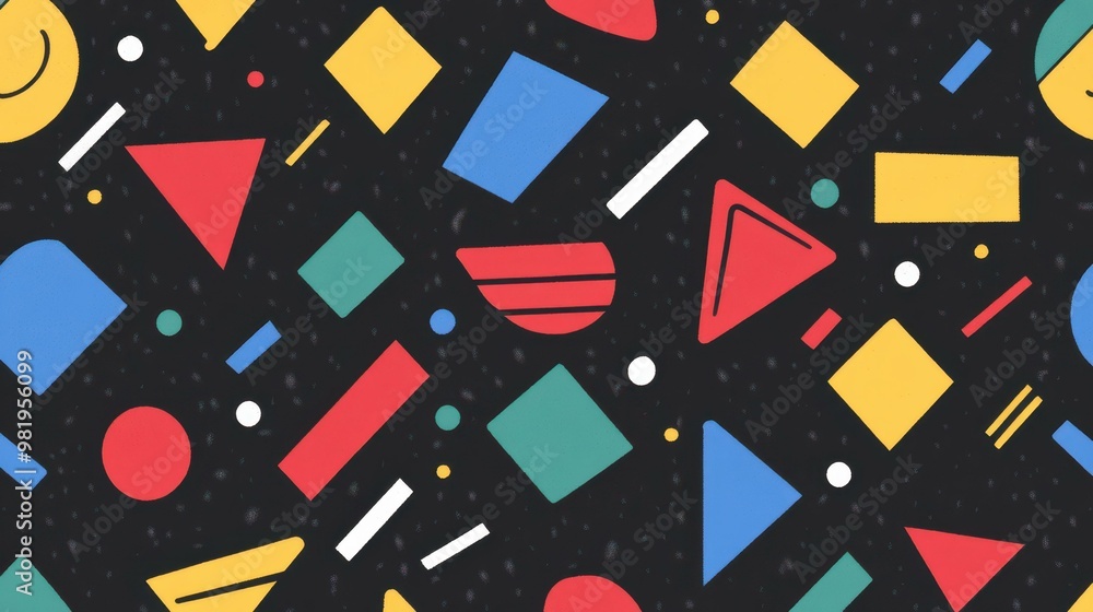 Poster capture the essence of retro flair with modern flat designs that play with textures and evoke memphi