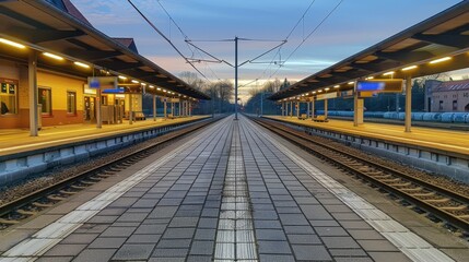 Platform: A designated space where passengers await their trains, complete with safety markings and signage indicating train numbers and their destinations.
