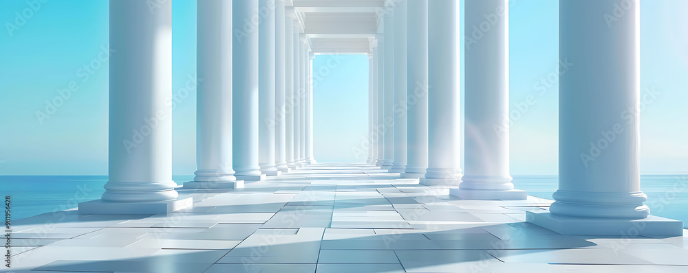 Aufkleber widescreen minimalistic background with architectural columns