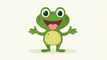Fototapeta premium This animated frog charms with its playful dance, bringing joy while mimicking a clown on a vibrant backdrop.