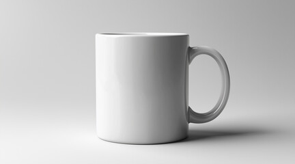 Obraz premium A plain white ceramic coffee mug with a smooth