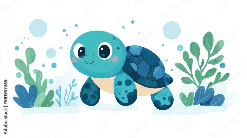 Poster explore a charming turtle illustration that adds a splash of color and creativity to your vibrant de