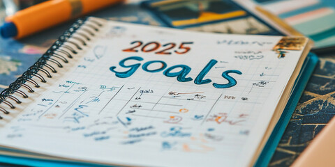 Setting clear goals is essential for success, as shown in this organized notebook page for 2025 goals, featuring charts and notes that inspire motivation and planning