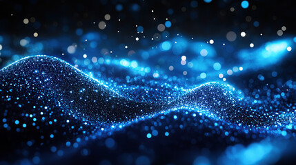 A digital art representation of quantum particles in the foreground, with glowing energy waves and abstract shapes surrounding them on an ethereal background