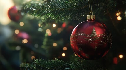 Close up of a Christmas ornaments on a Christmas tree
