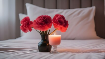 carnation on the bed