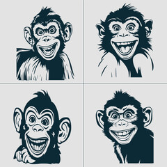 Funny Monkey Smiling Vector Svg Png File