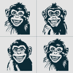 Funny Monkey Smiling Vector Svg Png File