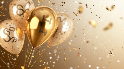Happy new year 2025 and merry christmas greeting card background, golden number helium balloons