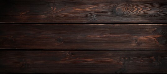 Naklejka premium Dark brown wooden background with grain texture.