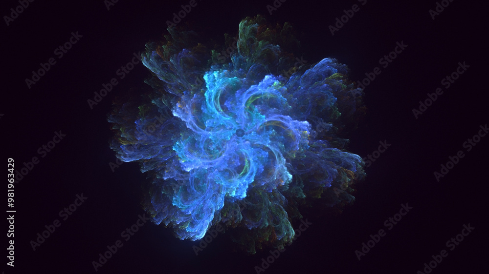 Poster 3d manual rendering abstract fractal polygon background. its not ai generatd illustration.
