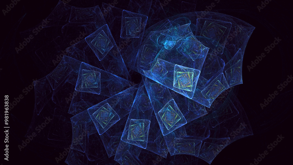 Poster 3d manual rendering abstract fractal polygon background. its not ai generatd illustration.
