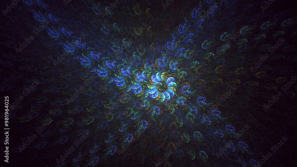 Poster 3d manual rendering abstract fantasy light fractal background. its not ai generatd illustration.