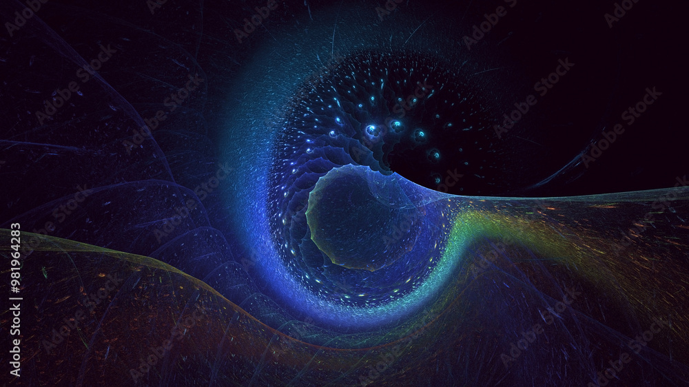 Poster 3d manual rendering abstract fantasy light fractal background. its not ai generatd illustration.