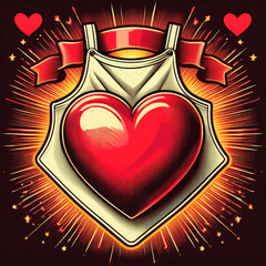 a heart with an apron in the shape of a card or record cover